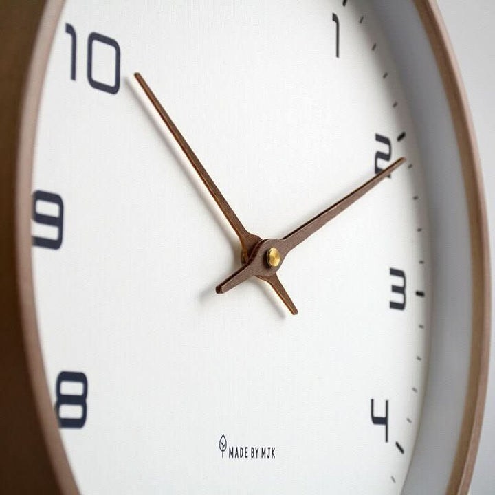 Silent Wooden Wall Clock 25x25 or 30x30 cm | Scandinavian Style, Brown or Cream | Noiseless Quartz, Battery Powered 3