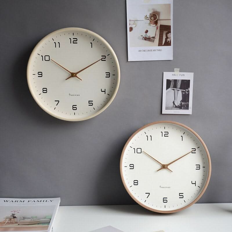 Silent Wooden Wall Clock 25x25 or 30x30 cm | Scandinavian Style, Brown or Cream | Noiseless Quartz, Battery Powered 2