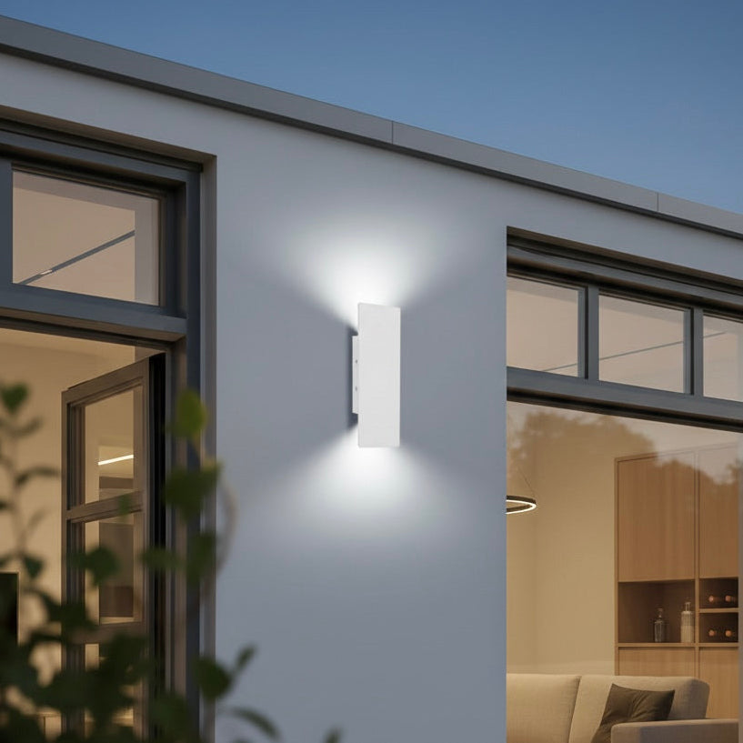 Modern LED outdoor wall light with waterproof aluminium design mounted on exterior wall