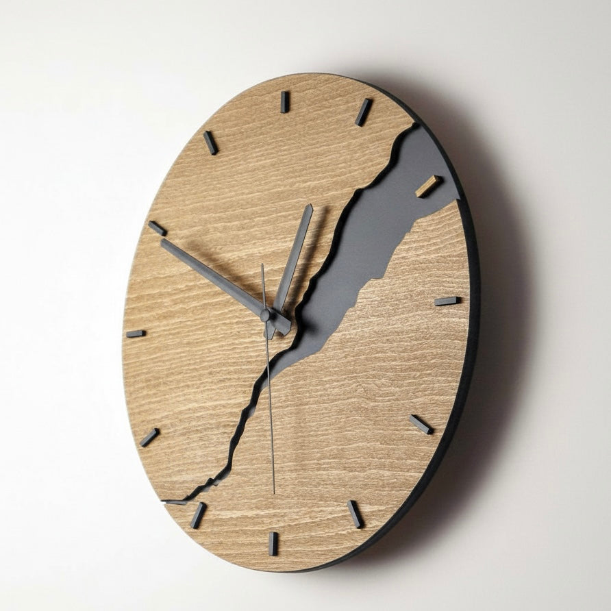 Nuvoro modern wooden wall clock, minimalist design, sleek and timeless style