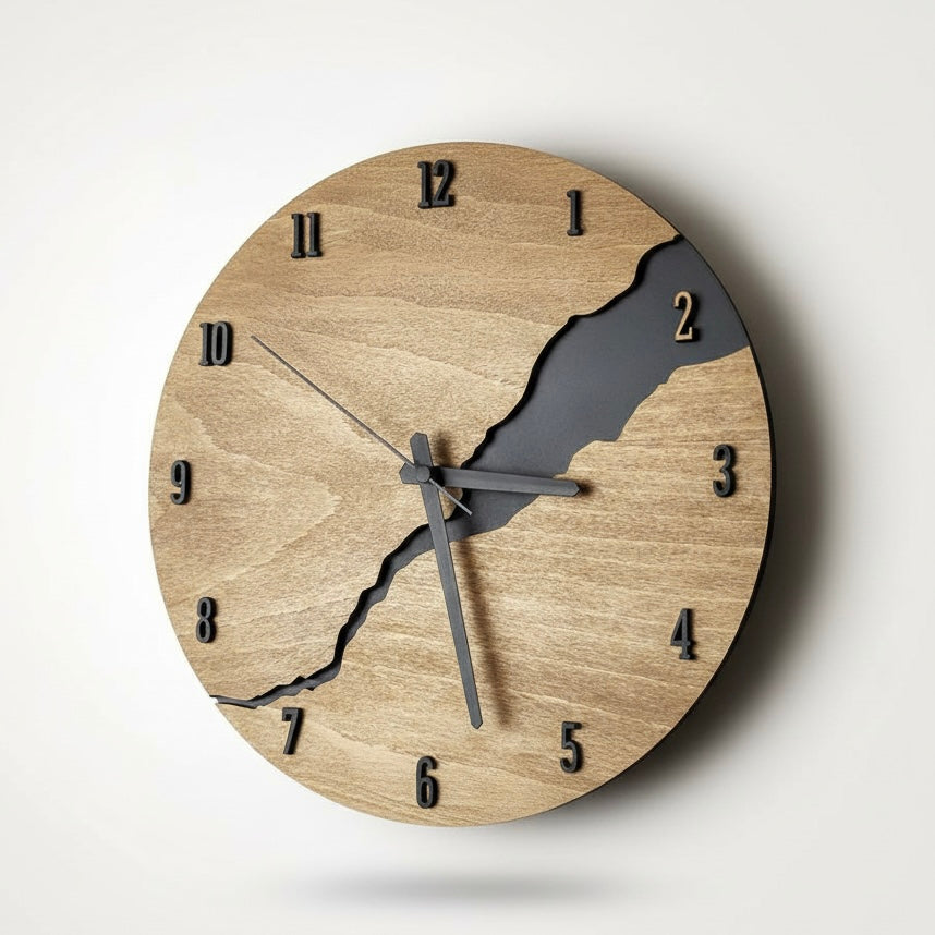 Nuvoro modern wooden wall clock, minimalist design, sleek and timeless style