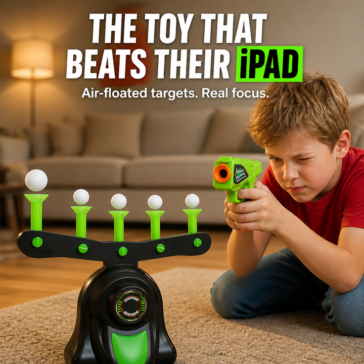 Floating Ball Target Game Ages 8 to 80 | Two Play Modes with Snap-On Score-Card Targets | Quiet Indoor Air-Blower Base 1