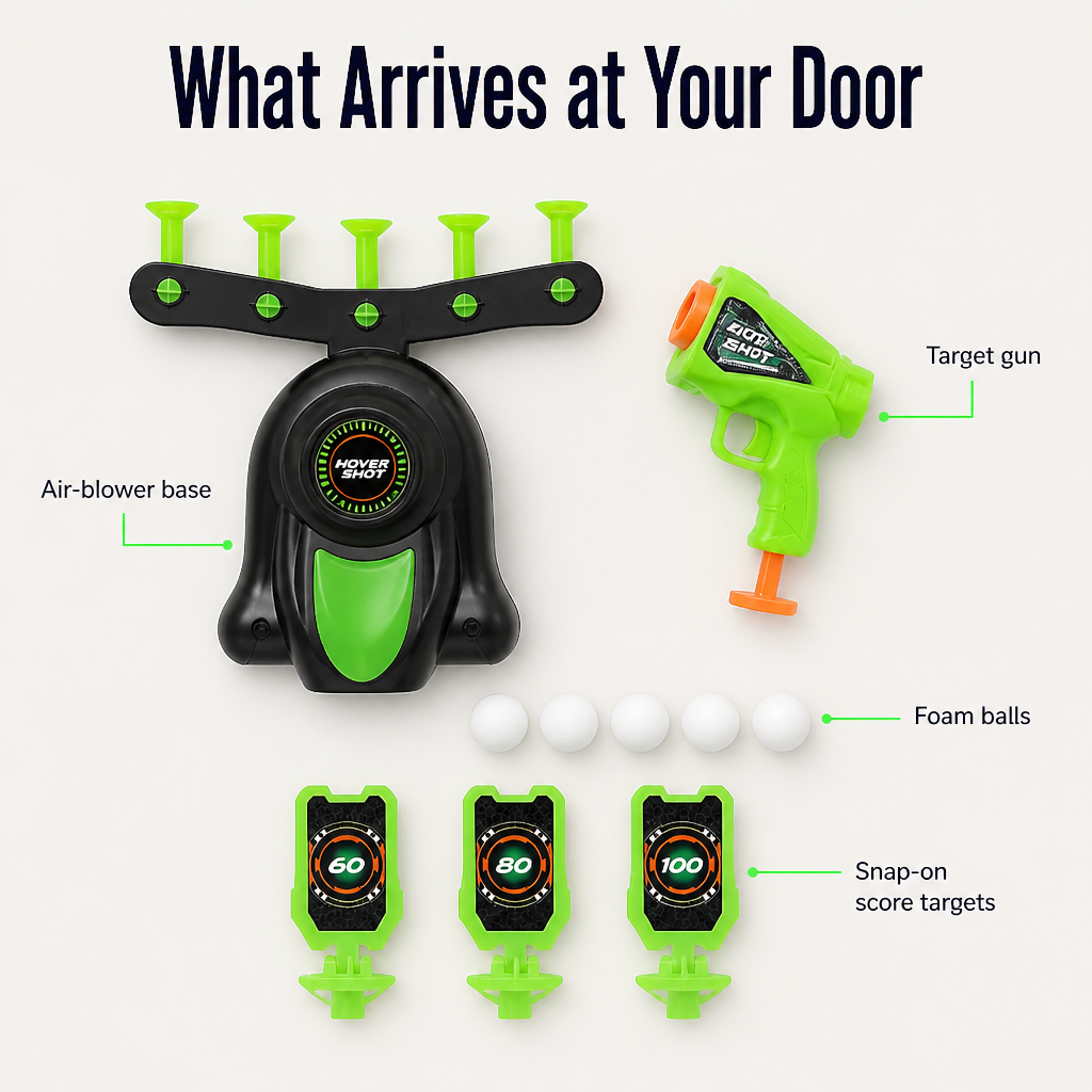 Floating Ball Target Game Ages 8 to 80 | Two Play Modes with Snap-On Score-Card Targets | Quiet Indoor Air-Blower Base 6