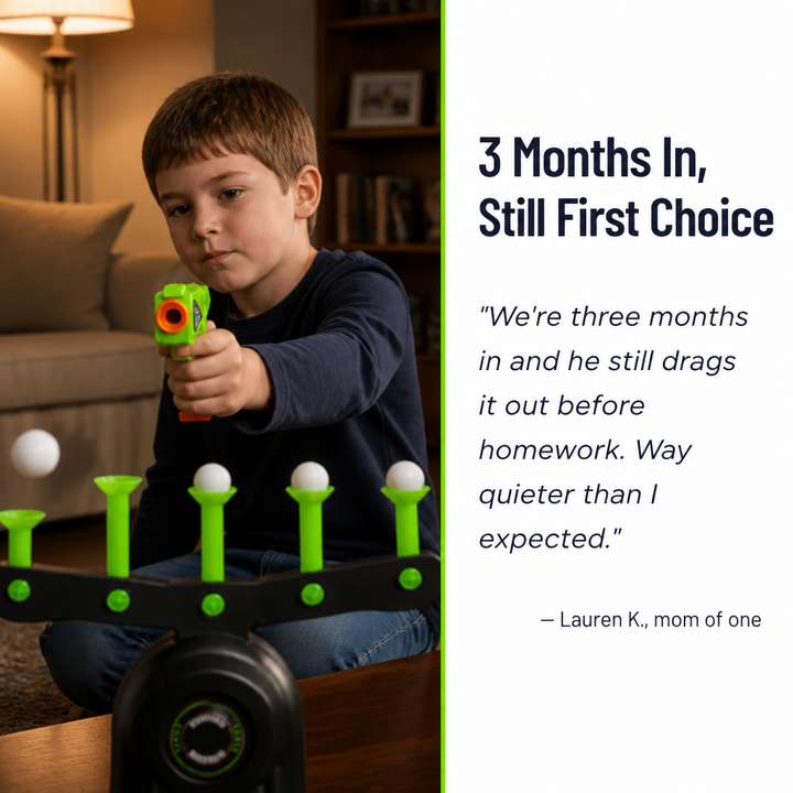 Floating Ball Target Game Ages 8 to 80 | Two Play Modes with Snap-On Score-Card Targets | Quiet Indoor Air-Blower Base 7