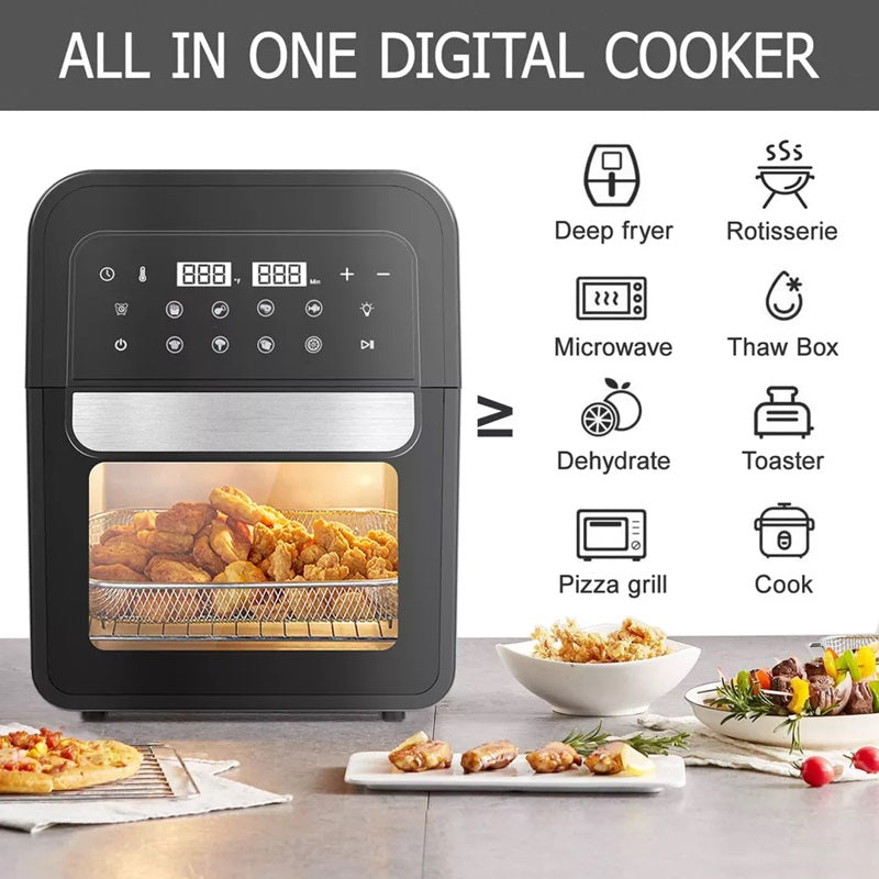 Digital Air Fryer Oven 6.5L | 8 Cooking Presets with Touch Screen | 360° Hot Air Circulation for Oil-Free Crispy Meals 8
