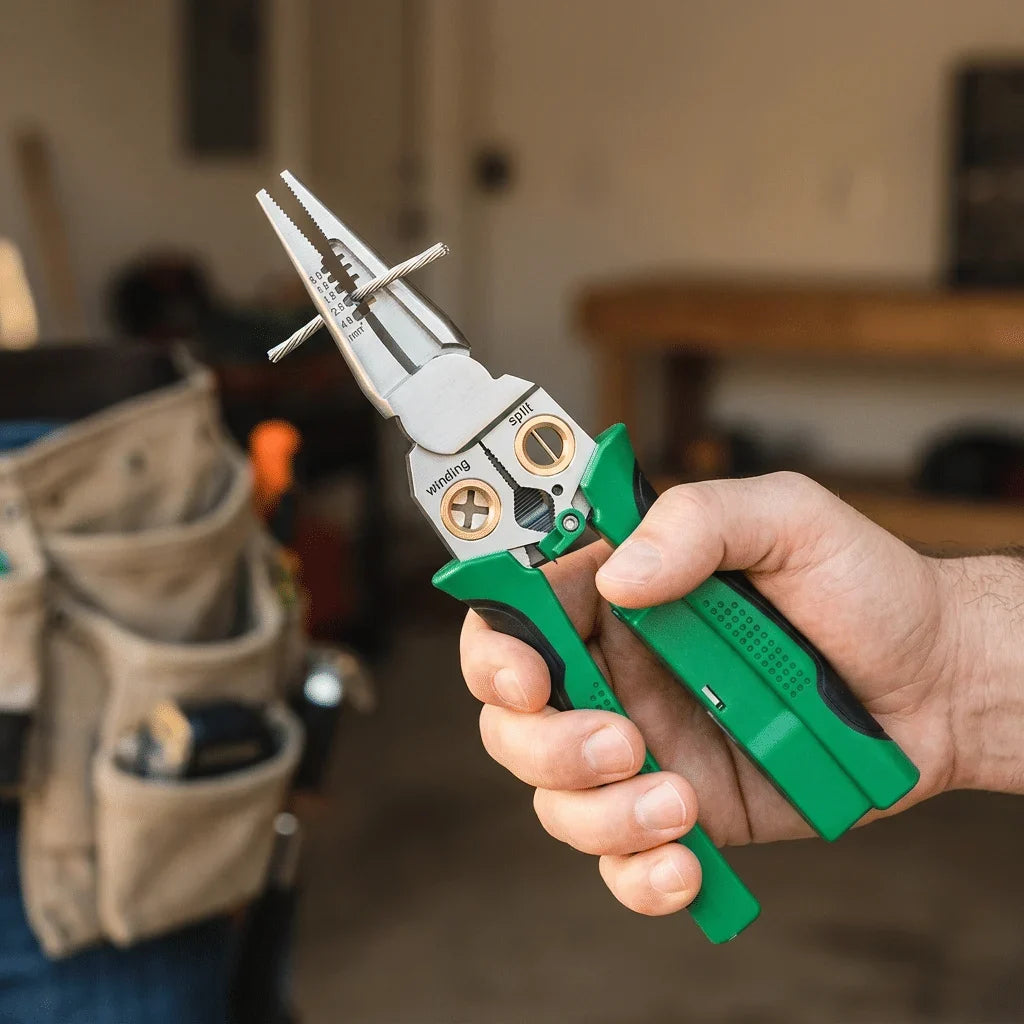 Wire Stripper Pliers Stainless Steel | 8-in-1 Multifunction with Voltage Tester | Cuts, Strips and Pulls Wire up to AWG 18-6 7