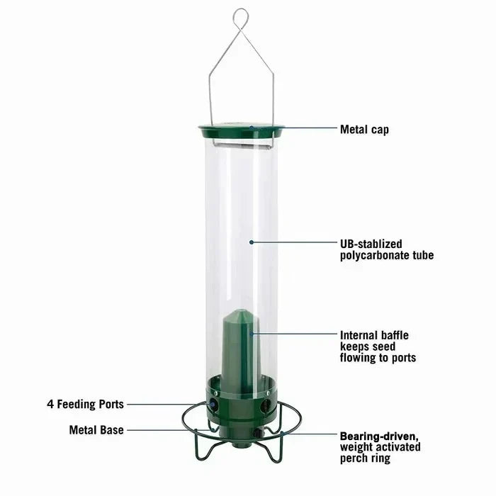 Squirrel Proof Bird Feeder Metal | Rotating Perch Spins Off Squirrels | Weatherproof Men&