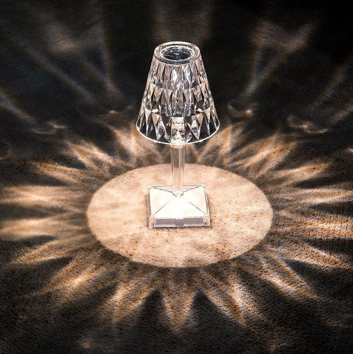 Crystal Table Lamp Acrylic 26 x 12 cm | Touch Control, Rechargeable | 3 Light Colours, USB Charging Cable Included 15