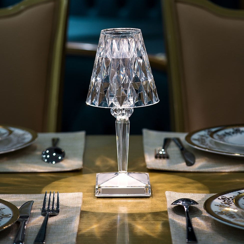 Crystal Table Lamp Acrylic 26 x 12 cm | Touch Control, Rechargeable | 3 Light Colours, USB Charging Cable Included 6