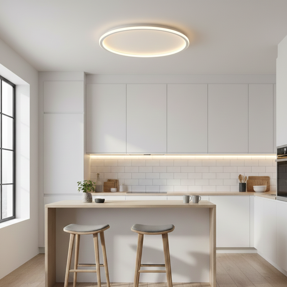 Quasso modern LED flush mount ceiling light installed in kitchen providing lighting