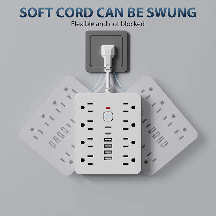 14-In-1 Power Strip Surge Protector | 8 AC, 4 USB, 2 Type-C Ports | Compact Flame-Retardant Overload Protection 3