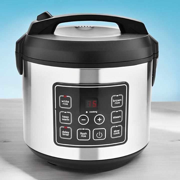 Digital Rice Cooker Stainless Steel | 20-Cup Capacity, Sensor Logic Technology, Steam Tray | Fluffy Rice, Easy Cleanup 1