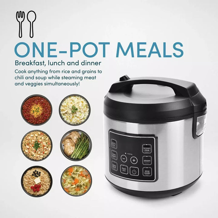 Digital Rice Cooker Stainless Steel | 20-Cup Capacity, Sensor Logic Technology, Steam Tray | Fluffy Rice, Easy Cleanup 2