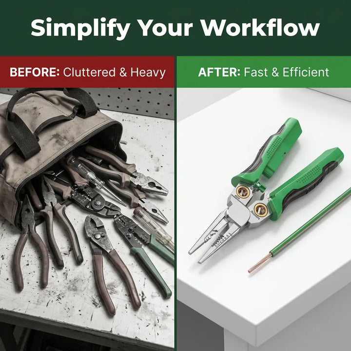Wire Stripper Pliers Stainless Steel | 8-in-1 Multifunction with Voltage Tester | Cuts, Strips and Pulls Wire up to AWG 18-6 3