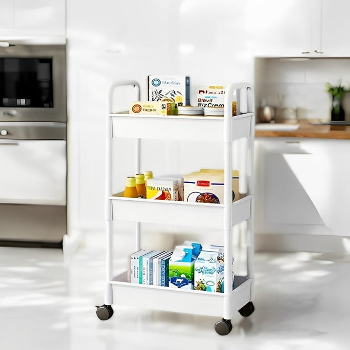 3-Tier Rolling Cart with Wheels | 360° Rotating Wheels &amp; Detachable Shelves | Space-Saving Storage for Kitchen, Office &amp; Home 2