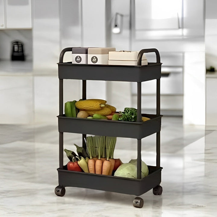 3-Tier Rolling Cart with Wheels | 360° Rotating Wheels &amp; Detachable Shelves | Space-Saving Storage for Kitchen, Office &amp; Home 1