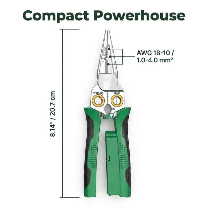 Wire Stripper Pliers Stainless Steel | 8-in-1 Multifunction with Voltage Tester | Cuts, Strips and Pulls Wire up to AWG 18-6 4