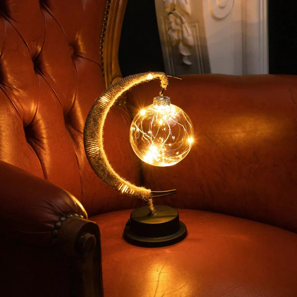 Moon Table Lamp LED 27 cm | Golden Shimmer, Cosmic Purple, Galaxy Blue | Battery-Powered, No Cables, Warm White Glow 12