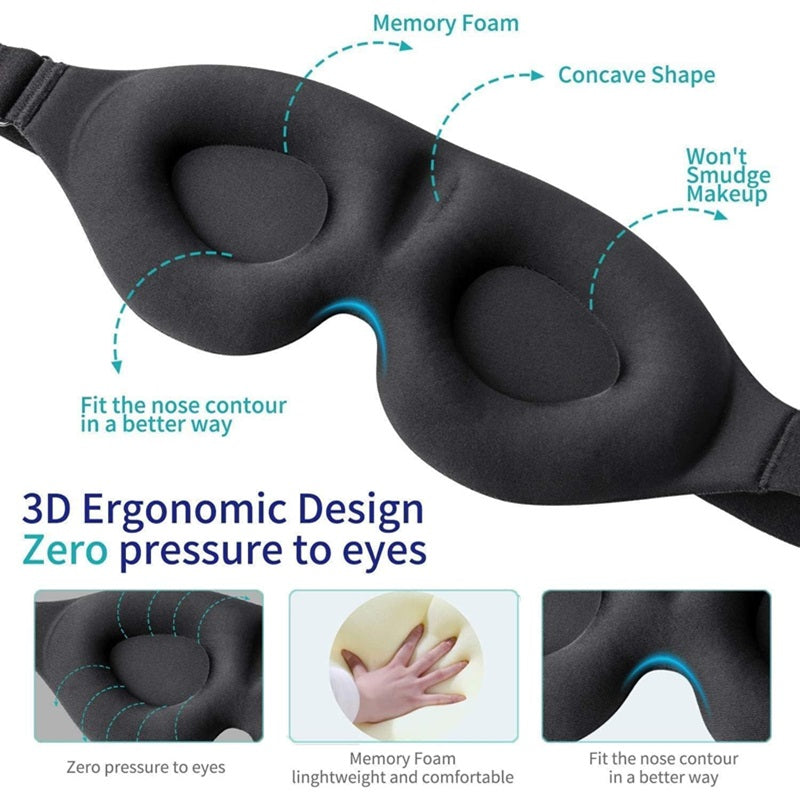 3D Blackout Sleep Mask | Memory Foam Contoured Design | Adjustable Strap for Total Light Blocking and Restful Sleep 6