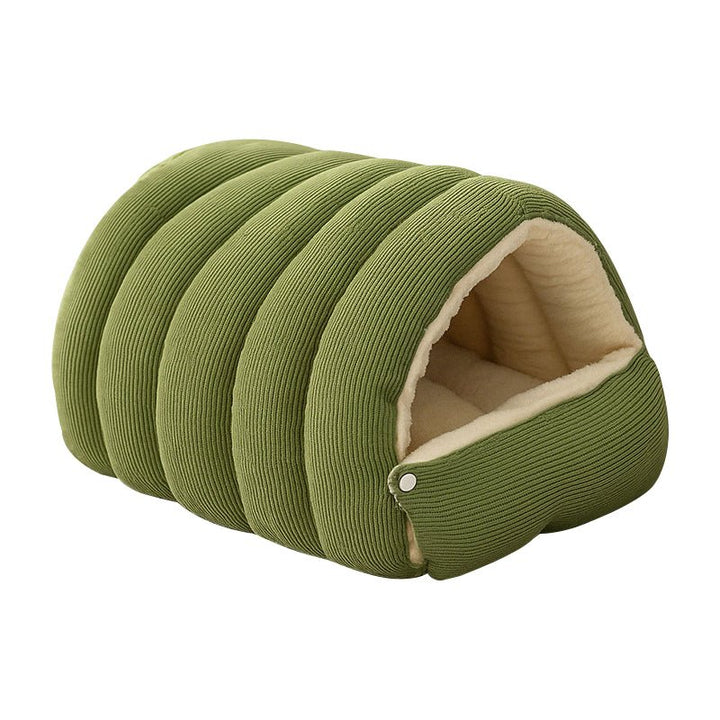 Covered Pet Cave Bed with Plush Fleece Lining | Orthopedic Cotton Cushioning | Warm Enclosed Retreat for Cats and Dogs 8