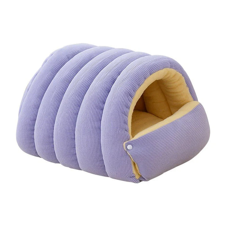 Covered Pet Cave Bed with Plush Fleece Lining | Orthopedic Cotton Cushioning | Warm Enclosed Retreat for Cats and Dogs 10