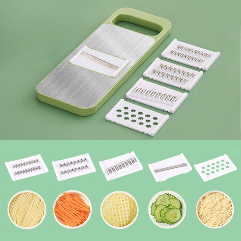7-in-1 Vegetable Slicer Stainless Steel 29 x 10 cm | Green | Hand Guard, Interchangeable Blades for Safe Slicing 2