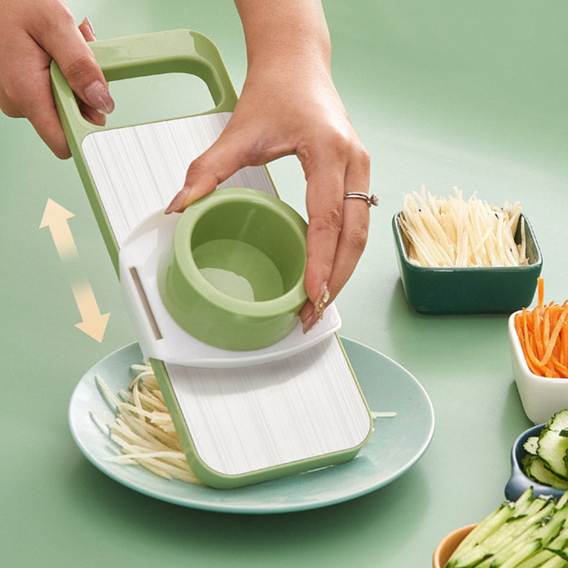 7-in-1 Vegetable Slicer Stainless Steel 29 x 10 cm | Green | Hand Guard, Interchangeable Blades for Safe Slicing 1