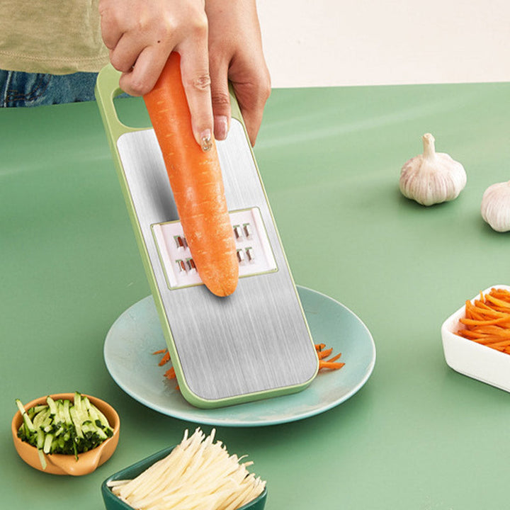 7-in-1 Vegetable Slicer Stainless Steel 29 x 10 cm | Green | Hand Guard, Interchangeable Blades for Safe Slicing 4