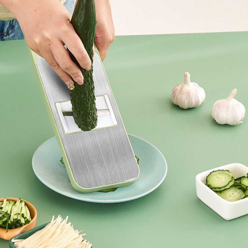 7-in-1 Vegetable Slicer Stainless Steel 29 x 10 cm | Green | Hand Guard, Interchangeable Blades for Safe Slicing 6