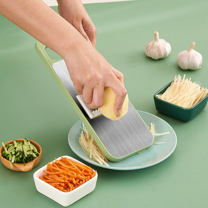 7-in-1 Vegetable Slicer Stainless Steel 29 x 10 cm | Green | Hand Guard, Interchangeable Blades for Safe Slicing 5
