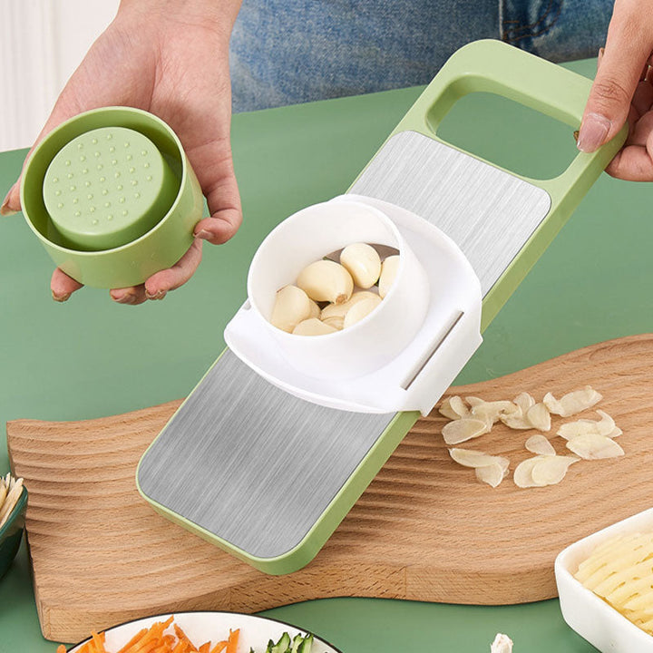 7-in-1 Vegetable Slicer Stainless Steel 29 x 10 cm | Green | Hand Guard, Interchangeable Blades for Safe Slicing 7