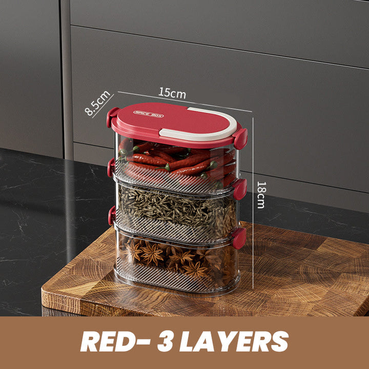 Stackable Spice Rack Airtight Multi-Layer Food-Safe with Sealed Lids 11