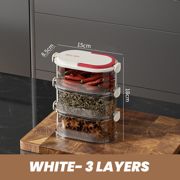 Stackable Spice Rack Airtight Multi-Layer Food-Safe with Sealed Lids 16