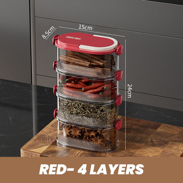 Stackable Spice Rack Airtight Multi-Layer Food-Safe with Sealed Lids 12