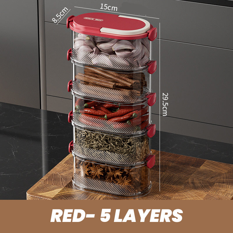 Stackable Spice Rack Airtight Multi-Layer Food-Safe with Sealed Lids 13