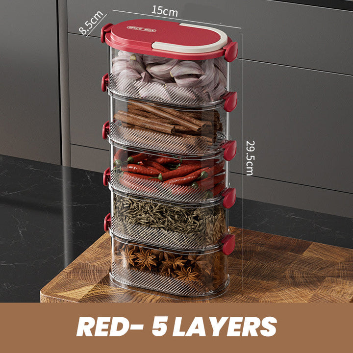 Stackable Spice Rack Airtight Multi-Layer Food-Safe with Sealed Lids 13