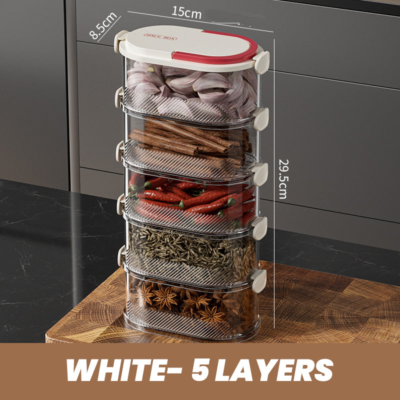 Stackable Spice Rack Airtight Multi-Layer Food-Safe with Sealed Lids 18