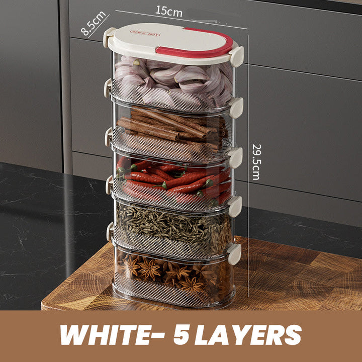 Stackable Spice Rack Airtight Multi-Layer Food-Safe with Sealed Lids 18