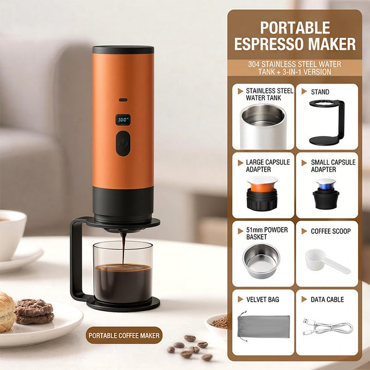 Portable Espresso Machine with LCD Display | Battery &amp; USB-C Rechargeable | 90 ml Tank, 6.5 x 24 cm, Travel Coffee Maker 10