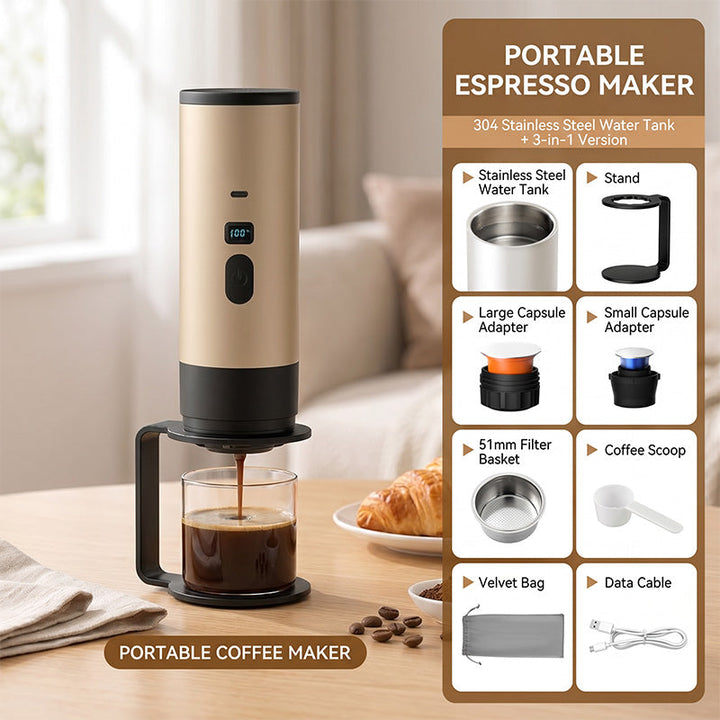 Portable Espresso Machine with LCD Display | Battery &amp; USB-C Rechargeable | 90 ml Tank, 6.5 x 24 cm, Travel Coffee Maker 11