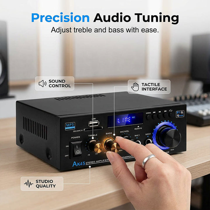 Karaoke Amplifier 5-in-1 | Bluetooth, USB, SD/MMC &amp; FM Radio | Dual Microphone Inputs with Bass &amp; Treble Control 2