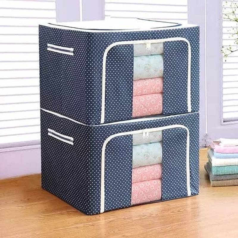Collapsible Storage Bins Oxford Fabric & Metal Frame | Stackable, Reinforced Handles | Folds Flat for Easy Storage 2