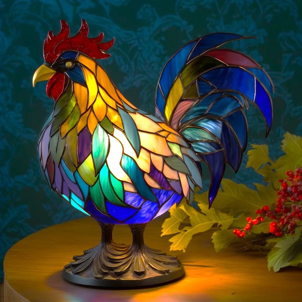 Table Lamp Animal Stained Glass Mosaic Decorative Translucent Shaped - Image 13