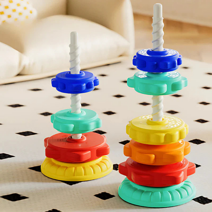Stacking Tower Toy with Rotating Pieces | Colourful Shapes | Hand-Eye Coordination Fine Motor Skill Building Toy 4