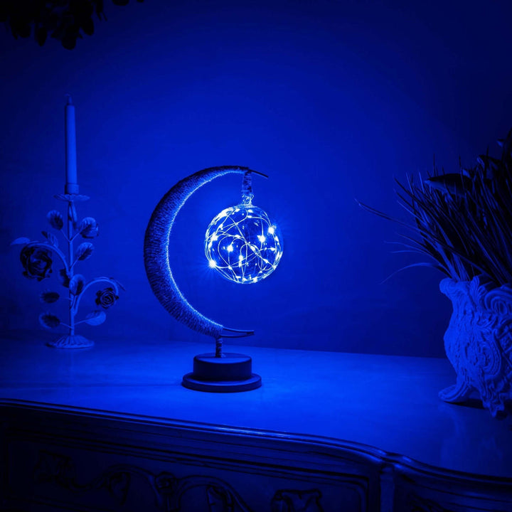 Moon Table Lamp LED 27 cm | Golden Shimmer, Cosmic Purple, Galaxy Blue | Battery-Powered, No Cables, Warm White Glow 8