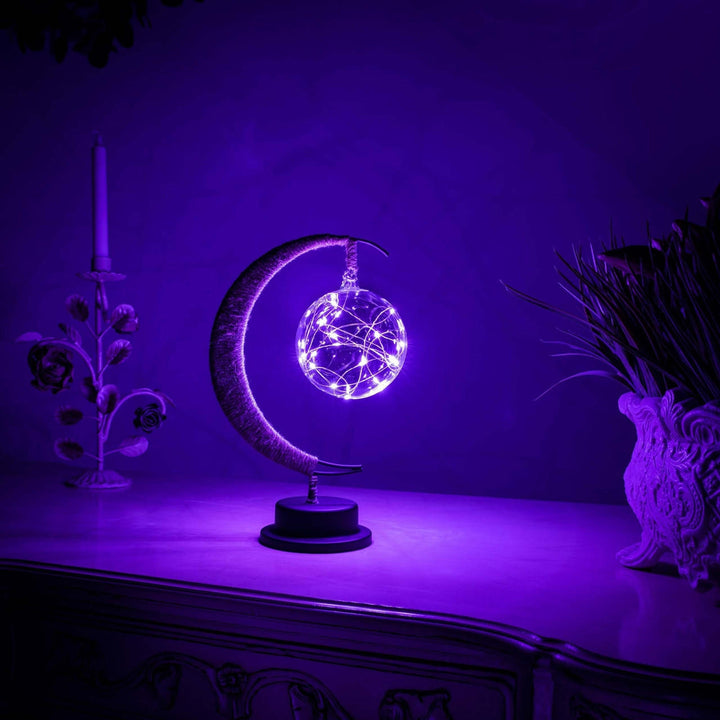 Moon Table Lamp LED 27 cm | Golden Shimmer, Cosmic Purple, Galaxy Blue | Battery-Powered, No Cables, Warm White Glow 6
