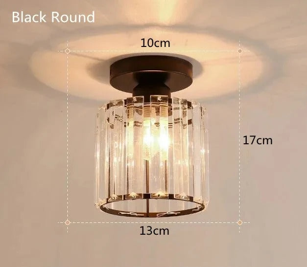 Crystal Ceiling Light Metal &amp; Crystal Shade | Compact Design for Corridors &amp; Hallways | Warm Glow for Elegant Interiors 1