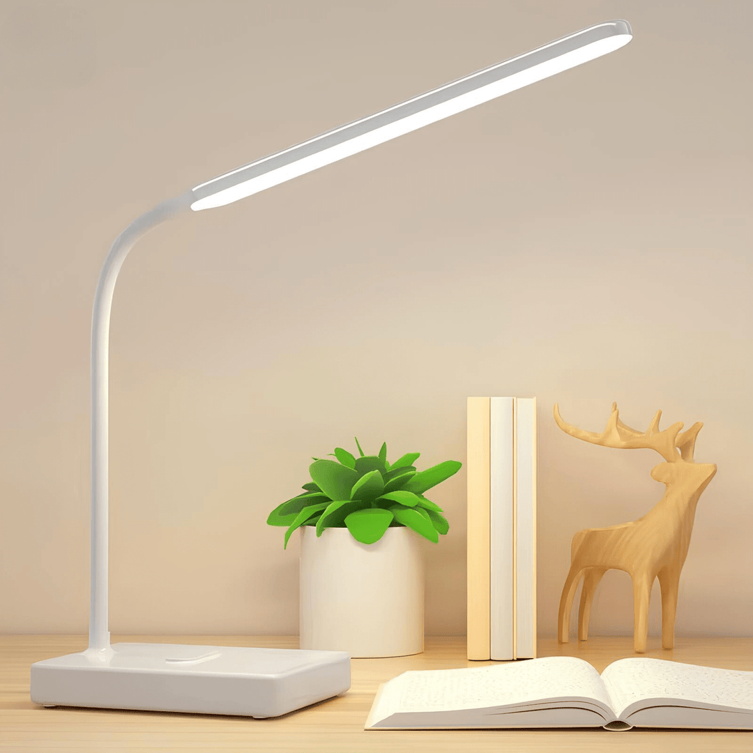 Flexible Arm Desk Lamp, Rechargeable | 3 Light Colours, Touch Dimmer | USB-C or Plug-In, 6-8 Hour Runtime, 2.5W 2