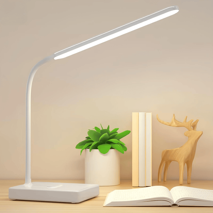 Flexible Arm Desk Lamp, Rechargeable | 3 Light Colours, Touch Dimmer | USB-C or Plug-In, 6-8 Hour Runtime, 2.5W 2