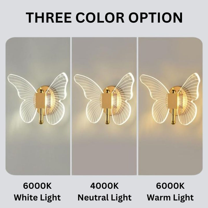 Butterfly LED Wall Lamp Acrylic | Tricolour Dimmable Lighting, Plug-In Installation | Energy-Saving Ambient Glow 7